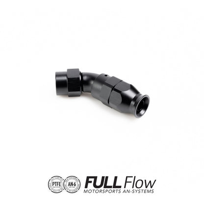 Full Flow PTFE Hose End Fitting 45 Degree AN-6 FHS