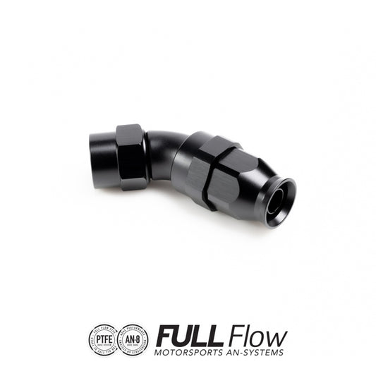 Full Flow PTFE Hose End Fitting 45 Degree AN-8 FHS