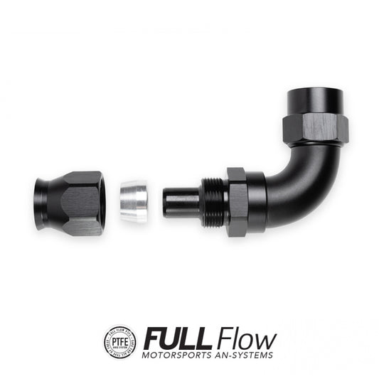 Full Flow PTFE Hose End Fitting 90 Degree AN-8 FHS