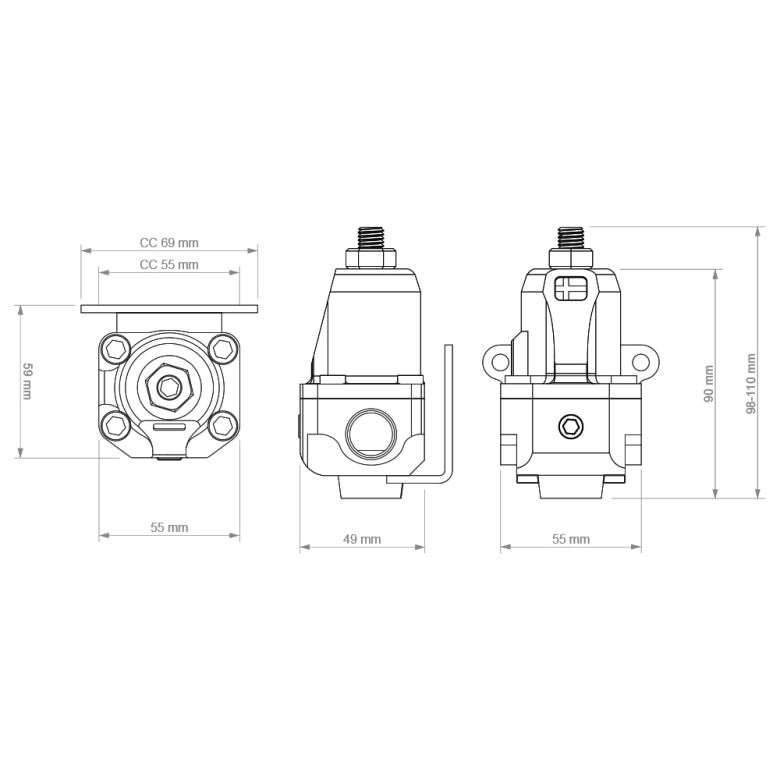 Fuel Pressure Regulator FPR100s AN-6 Nuke Performance