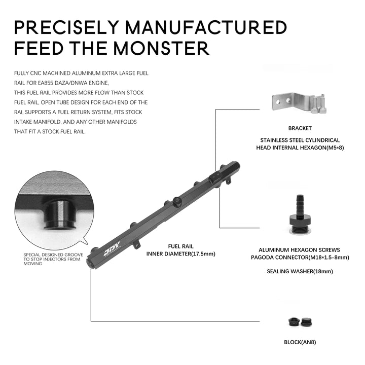 Billet Extra Large Fuel Rail For EA855 DAZA/DNWA Engine JDY Performance