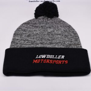 Grey/Black Lowdoller Motorsports Pom Pom Beanie